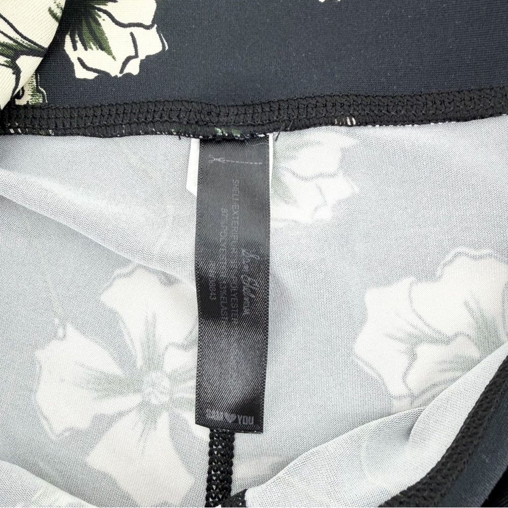 Sam Edelman High Rise Floral Leggings Size M Bold Garden Black Off-White Yoga - Picture 6 of 9